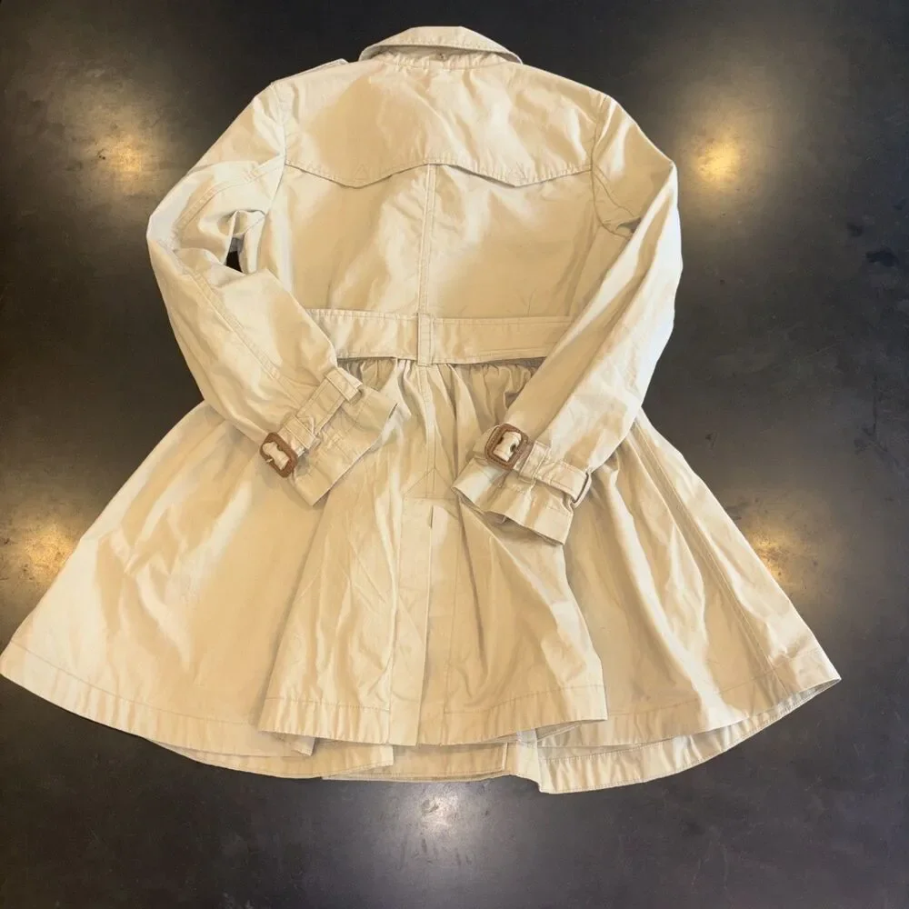 Ralph Lauren Polo Big Girls Lightweight Princess Trench Coat 12 Tan Belt Collar